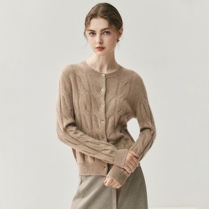 Vente directe d'usine, cardigan en cachemire pour femmes, tricot uni personnalisé, <span class=keywords><strong>pull</strong></span> à manches longues en cachemire, mélange <span class=keywords><strong>de</strong></span> laine, avec boutons - Product Image 1