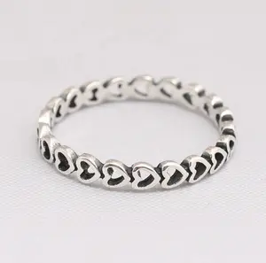 Подарок на День Святого Валентина 925 стерлингового серебра Простые Модные кольца в форме сердца для женщин и девочек