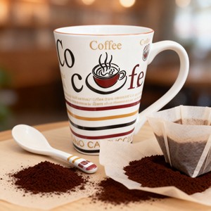 Tazas de Café/Té de Gres con Diseño Retro Glaseado en Caja de Color, con Cuchara, Aptas para Microondas y Lavavajillas, 11oz, Regalos Seguros - Product Image 6