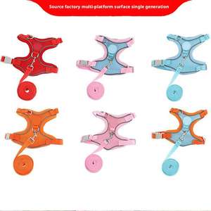 कारखाने प्रत्यक्ष बिक्री छोटे कुत्ते से बच सबूत गैर चोकिंग समायोज्य सांस लेने योग्य हार्नेस और कई रंगों के ओम के साथ पट्टा - Product Image 2