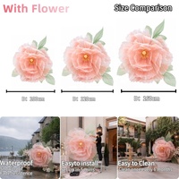Bunga Peony Raksasa Warna Pink dari Kain Sutra Tulle, Bunga Seni Kertas Buatan Tangan Besar untuk Latar Belakang Pernikahan, Dekorasi Jendela, dan Dekorasi Mal