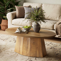 Table basse ovale de 47 pouces avec piétement polygonal, table d'appoint géométrique moderne, table d'appoint pour enfants, meubles de salon