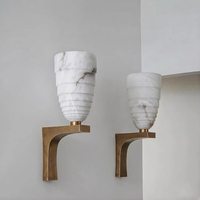 Applique murale LED en marbre de luxe léger, cadre en acier inoxydable, finition antique, lumière chaude 3000K pour chambres et salons
