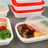 Boîte alimentaire carrée jetable en PP avec couvercle verrouillable 500ml 600ml 750ml 1000ml pour plats à emporter et préparation de repas