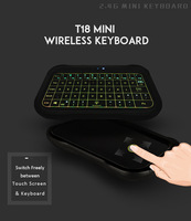 Keyboard nirkabel T18 bluetooth 2.4GHz, keyboard nirkabel Mini layar sentuh penuh plug and play portabel