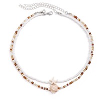 Tidepool collier étoile de mer Surf plage Boho colliers réglables coquille perlée tour de cou avec tortue océan cadeau