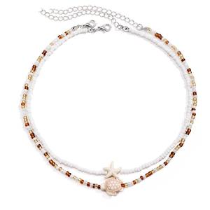 Tidepool <span class=keywords><strong>collier</strong></span> étoile de mer <span class=keywords><strong>Surf</strong></span> plage Boho colliers réglables coquille perlée tour de cou avec tortue océan cadeau - Product Image 4
