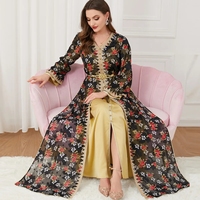 Ensemble de kaftans marocains de luxe, robe Abaya, robe islamique Eid, Jalabiya Marocain, vêtements pour femmes, broderie arabe pour le Ramadan
