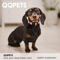 QQPETS kerah anjing dapat diatur pita poliester berlari anak anjing peliharaan kecil sedang besar XS cetak bunga multiwarna merah muda lucu