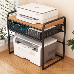 Support d'imprimante minimaliste pour bureau, organisateur de bureau à double niveau avec panier pour imprimante, copieur et fournitures - Product Image 1