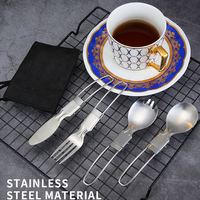 Bán Hot Xách Tay Đa Chức Năng Gấp Dao Kéo Phương Tây Thép Không Gỉ Có Thể Gập Lại Fork Spoon Knife Spork Bộ Dao Kéo Du Lịch