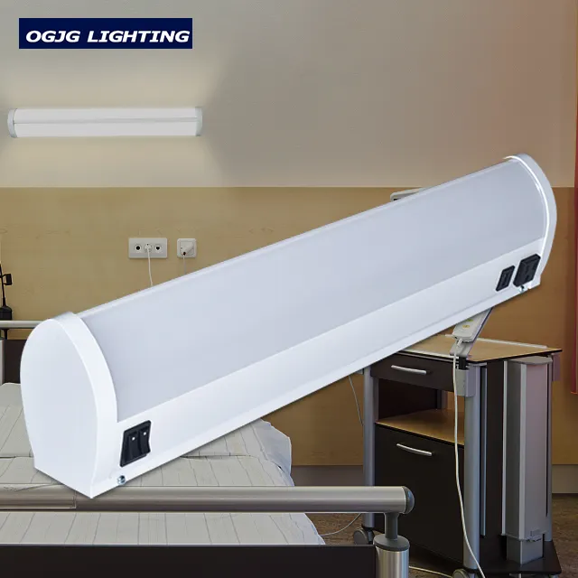 OGJG 1-10V dimming trilaterally emitting led linear wall lamp fixture hospital bed head light with usb port switch