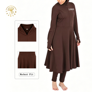 Conjunto de Burkini de Secado Rápido de Fábrica, <span class=keywords><strong>3</strong></span> Piezas, Ropa Deportiva Modesta, Traje de Baño Musulmán Elástico en 4 Direcciones con Cobertura Total, Mezcla de Materiales - Product Image 2