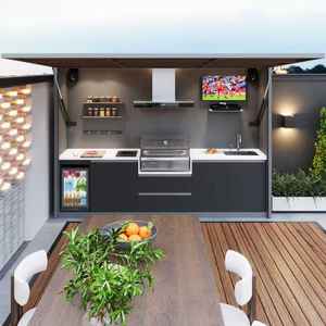 Cuisine extérieure barbecue, abri fermé, cuisine extérieure chinoise modulaire noire, meilleurs designs de cuisine extérieure - Product Image 2