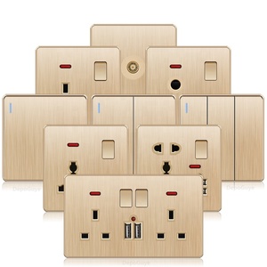 Anh tiêu chuẩn 13A điện ổ cắm điện chuyển sang, phổ 5 lỗ điện USB đôi ổ cắm tường, chải vàng Tường chuyển đổi - Product Image 1