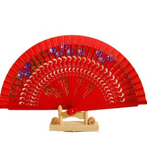 Abanico de Regalo Plegable de Bambú de 23 cm, Pintado a Mano, de Alta Calidad, con Diseño de Puntos Coloridos, Estilo Español, Venta al por Mayor - Product Image 1