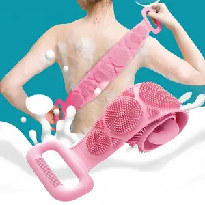 Silikon vücut geri Scrubber çift taraflı banyo fırçası erkekler ve kadınlar için cilt silikon fırçalayın