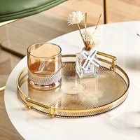Plateau rond de style nordique ins vent verre collation plateau de fruits stockage cosmétique maison salon décoration organisateur de parfum
