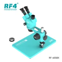 Microscope trinoculaire RF4 RF6565TV-PO4 6.5-65X avec zoom synchrone, 144 LED, châssis résistant à la chaleur pour outils de réparation de téléphones portables