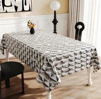 Housse de table carrée en PVC gris neutre de luxe avec texture triangulaire 3D, impression personnalisée, taille et couleur au choix, imperméable, anti-taches, écologique, moderne