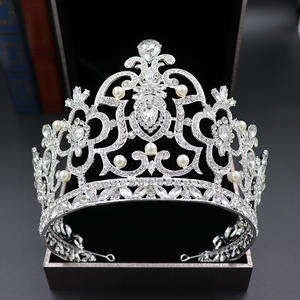 Toptan taklidi büyük yarışmasında taç AB renkli kristal uzun güzellik taç elmas tiaras - Product Image 5