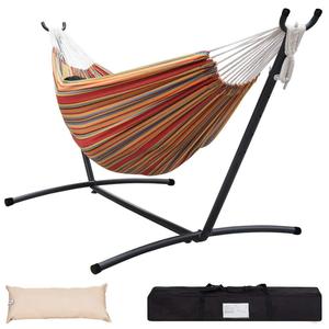 Danlong 2 Personen Hangmat Draagbare Opknoping Camping Hangmat Schommel Zachte Katoenen Hangmat Met Opvouwbare Standaard