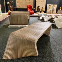 Banc long paramétrique moderne en bois massif, design artistique, pour espaces d'attente publics (hôpitaux, écoles, extérieurs), sièges de salon écologiques