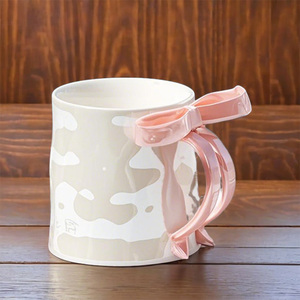 Scandinavian Ins Bow Handle Cerâmica Criativo Beber Xícara De Café Bonito Estudantes Café Café Leite Cup - Product Image 1