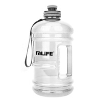 Bouteille d'eau de fitness noire ODM 2,2 L (demi-gallon) avec logo de gym, vide, avec couvercle en plastique, shaker pour compléments alimentaires