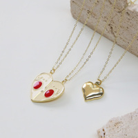 Collier avec pendentif cœur en émail coloré mignon, charme cœur magnétique, collier de couple pour la Saint-Valentin, bijoux cadeaux