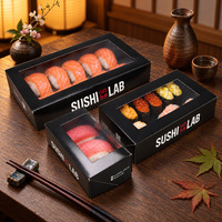 Boîte à sushi écologique à emporter, boulangerie, gâteau de sushi, mochi, papier kraft, accepte avec fenêtre