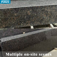 Dalle de pierre de granit brun foncé polie aiguisée flammée dégringolée pour une utilisation extérieure et intérieure pour les panneaux muraux comptoirs de cuisine maison