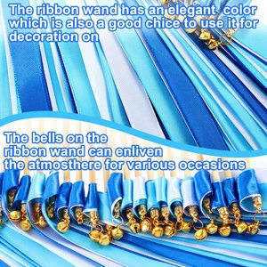 100 Pièces de Guirlandes Ruban Bleues pour Fête, Bâtons de Guirlandes Ruban Colorées pour Mariage avec Clochettes SP-31 - Product Image 3