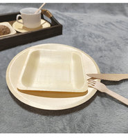Assiettes rondes en bois de peuplier jetables écologiques, vaisselle naturelle, style mignon, vaisselle personnalisée pour les fêtes, 22 cm