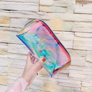 THK Hot Sale Custom Your Own Logo Makeup Laser Pvc Cosmetic <b>Bag</b> Holographic Zipper Custom Logo <b>clear</b> <b>Bag</b> Print - Product Image 6
