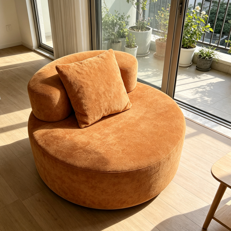 Sunroom Living Supply Barrel Form Round Lounge Sofa With Loose Square ...