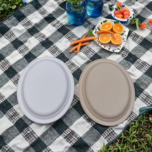 12.5x10 inch lớn hình bầu dục bã mía tấm Heavy Duty compostable khay thức ăn cho phục vụ FDA/LFGB/BRC chứng nhận nhà hàng cắm trại - Product Image 4