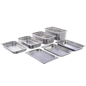 Realwin Fast food kitchen gastronorm containers food warmer chafing dish tray with hole steam table stainless steel Perforated