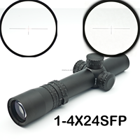 Lunette de visée tactique LPVO 1-4X24 SFP avec illumination rouge, tube de 25,4 mm, viseur optique télescopique en alliage d'aluminium pour la chasse