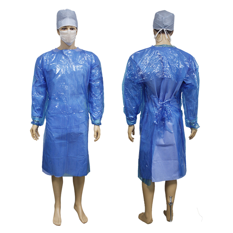 ZhongTai Water Proof CPE Gown Food Factory Disposable Isolation Gown Thumb Loop Plastic Gowns