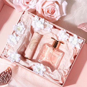Caja de regalo magnética de doble puerta estilo Ins, con lámina dorada y rosa, caja de embalaje rígida de lujo para regalo de cumpleaños, San Valentín o boda. - Product Image 5
