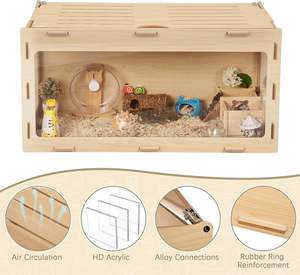 <span class=keywords><strong>Cage</strong></span> à hamster en bois de qualité supérieure, grande taille, avec toit ventilé ouvrable, habitat robuste pour petits animaux, pour hamsters et gerbilles - Product Image 4