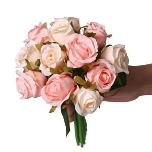 Factory Price Wholesale Handmade Artificial Silk Rose <b>Bouquet</b> <b>for</b> Wedding Christmas & Chinese New Year Decor - Product Image 3