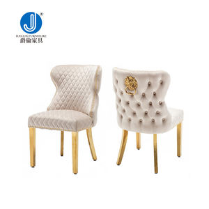 Modern Luxury Dining Room Sets 6 <strong>Chairs</strong> Customized Button Tufted Velvet Lion <strong>Knocker</strong> <strong>Back</strong> Stainless Steel Legs Home Furniture - Product Image 3