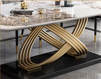 Ensemble de table et chaises de salle à manger en acier inoxydable au design luxueux, table rectangulaire en marbre moderne, meubles de restaurant
