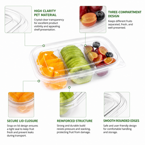Boîte d'emballage pour fruits en plastique PET transparent ventilé, conteneur à clapet pour fraises, bleuets, cerises, <span class=keywords><strong>tomates</strong></span> fraîches avec couvercle à fermeture à pression - Product Image 4