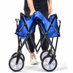 Chariot de camping pliable en tissu Oxford bleu à quatre roues pour usage extérieur - Product Image 4