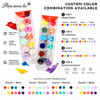 Ensemble de peinture acrylique miniature Panwenbo, 12 couleurs, boîte en PVC, peinture à base d'eau non toxique, bandes de peinture acrylique pour enfants et adultes, peinture artisanale