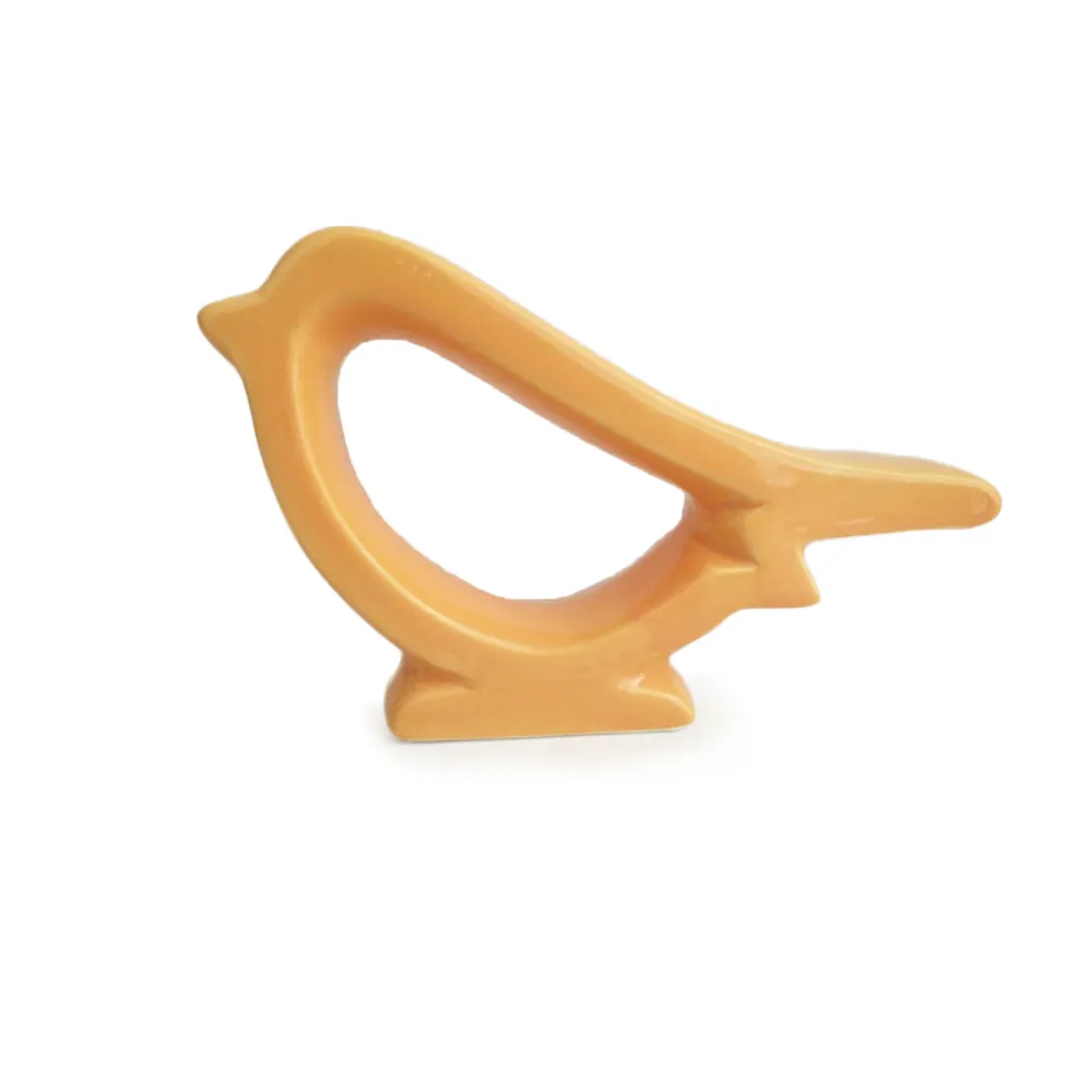 Personalizado de cerámica de adorno naranja Plata Perla brillo plano pájaro estatuilla para la decoración de la casa