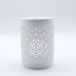 Brûleur <span class=keywords><strong>à</strong></span> <span class=keywords><strong>cire</strong></span> en céramique de porcelaine cylindrique <span class=keywords><strong>blanc</strong></span> de haute qualité, porte-bougie - Product Image 6